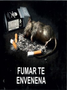 Una de las nuevas e impactantes advertencias gráficas en los paquetes de cigarrillos en Ecuador para disuadir de su consumo. Crédito: CILA