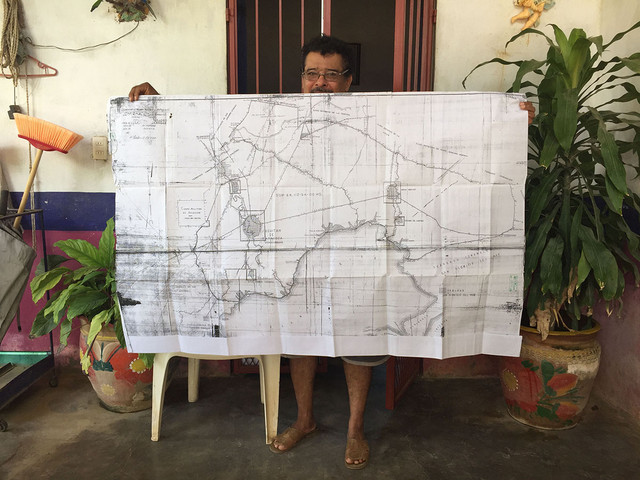 Mapa de las 68.000l hectáreas de tierra comunal compuesto por Juchitán, Unión Hidalgo, La Venta, Xadani, Chicapa de Castro y El Espinal. Crédito: Ana Cristina Ramos/Pie de Página
