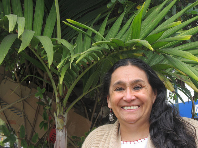 La ecuatoriana Rosa Montalvo, con más de 25 años de trabajo ininterrumpido con las mujeres indígenas, contribuyendo a desarrollar procesos de fortalecimiento y liderazgo femenino dentro de los pueblos originarios, durante un encuentro sobre el tema en Lima. Crédito: Mariela Jara/IPS