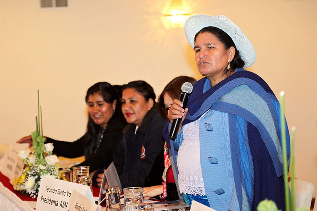 Leonida Zurita, presidenta de la Asociación de Mujeres Asambleístas Departamentales del Estado Plurinacional de Bolivia. Crédito: David Villegas/ONU Mujeres