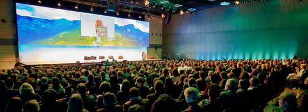 Panorama del auditorio donde se celebró el Foro Global de Paisajes 2019. Crédito: GLF