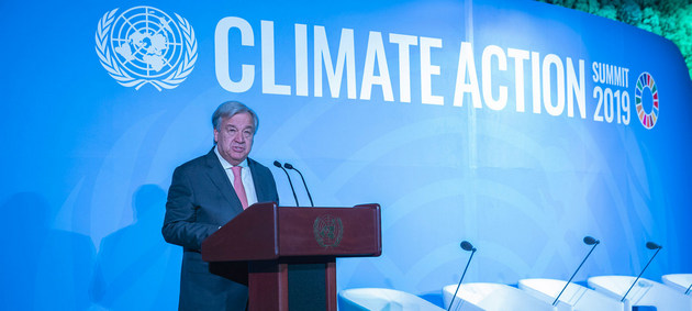 El secretario general de la ONU, António Guterres, en la ceremonia de inauguración de la Cumbre sobre la Acción Climática. Crédito: Cia Pak/ ONU