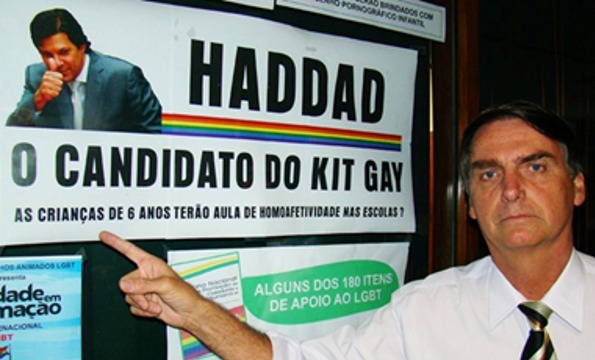 El llamado "kit gay" fue una de las noticias falsas más agresivas de la campaña electoral de Jair Bolsonaro contra su principal oponente, Fernando Haddad, del izquierdista Partido de los Trabajadores. Aseguraba que el Ministerio de Educación, cuando Haddad era su titular, distribuía materiales de educación sexual para conducir a los estudiantes a la homosexualidad. Se llegó a decir que en las guarderías se usaban biberones en forma de pene. Foto: Congressoemfoco.uol.com